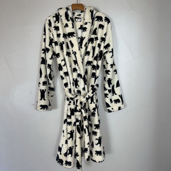 Little Blue‎ House Black Bear Hooded Plush Fleece Robe, Women’s Large Hatley - Picture 1 of 13